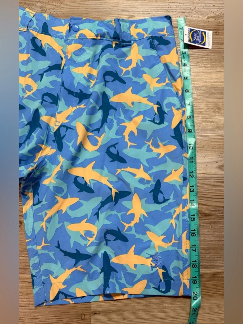 Reel Legends Boys' Shark Swim Shorts in Blue, Teal & Yellow